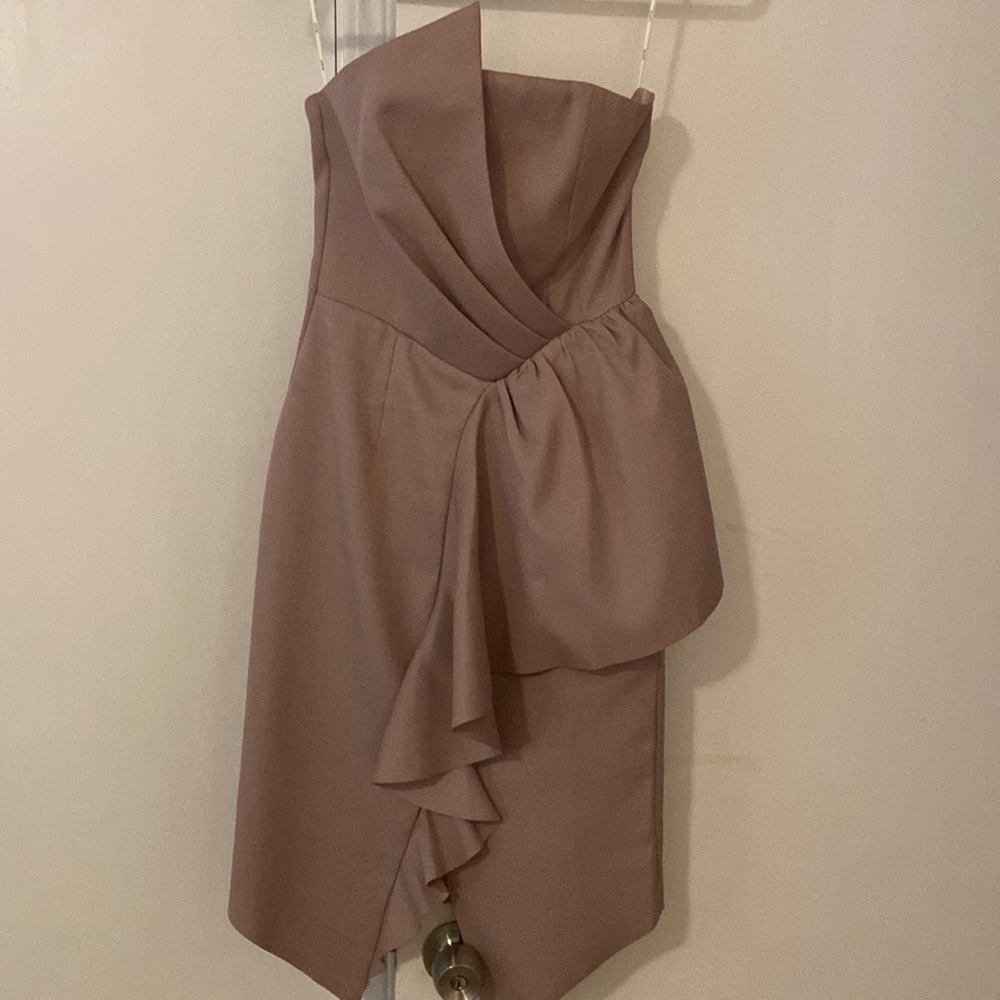 Elliatt Strapless Draped Midi Dress in Mauve